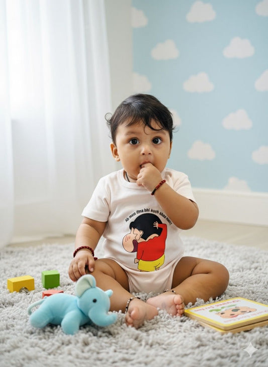 Humorous Shinchan Cartoon Baby Bodysuit | Hindi Catchphrase Print